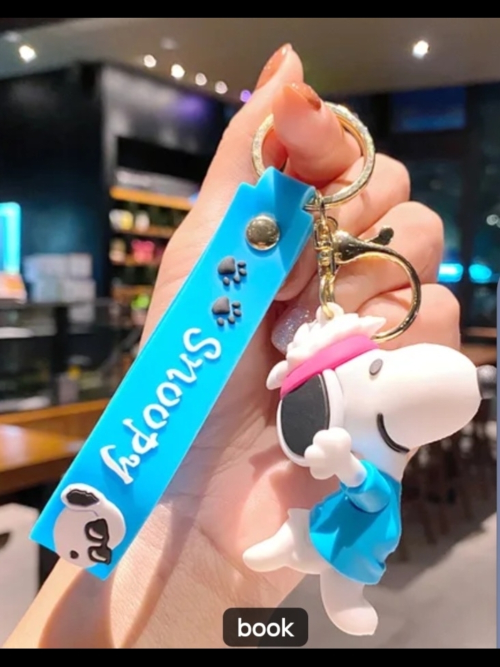 Snoopy Blue Silicone Keychain with Dog Charm - Picture 1 of 3